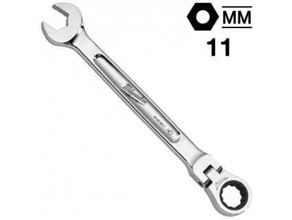 Ключ гаечный комбинированный с трещоткой, поворотный 11 мм, MAX BITE™ Milwaukee 4932480184