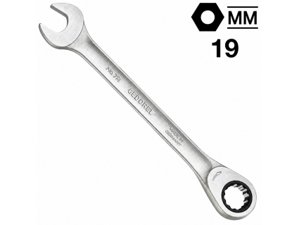 Ключ гаечный комбинированный трещоточный 19 мм, GEDORE 7 R 19, 2297175