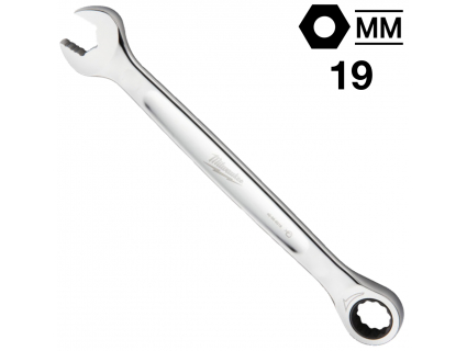 Ключ гаечный комбинированный с трещоткой 19 мм, MAX BITE™ Milwaukee, 4932471512