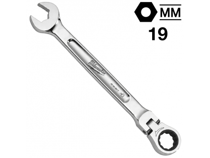 Ключ гаечный комбинированный с трещоткой, поворотный 19 мм, MAX BITE™ Milwaukee 4932480192