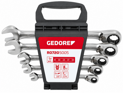 Набор комбинированных гаечных ключей трещоточных GEDORE red R07205005, 8–19 мм, 5 шт. 3300872