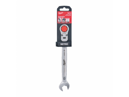 Ключ гаечный комбинированный с трещоткой, поворотный 15 мм, MAX BITE™ Milwaukee 4932480188
