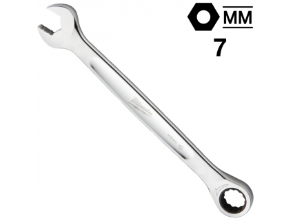 Ключ гаечный комбинированный с трещоткой 7 мм, MAX BITE™ Milwaukee, 4932480210