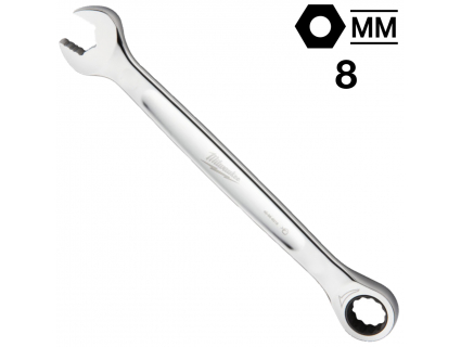 Ключ гаечный комбинированный с трещоткой 8 мм, MAX BITE™ Milwaukee, 4932471501